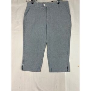 Riders by Lee Blue White Striped Capri Pants Womens 16M Seersucker Style W38FC47